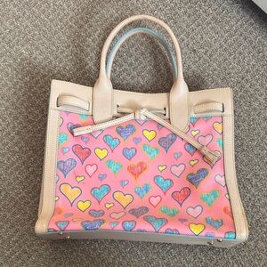 Dooney & Bourke Y2K Colorful Heart Pattern Tote Bag